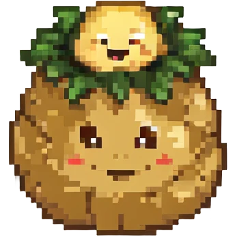 A cute potato emoji with a smile emoji