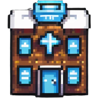 tiny simple hospital building icon with medical cross, modern colors, minimal details, small size emoji