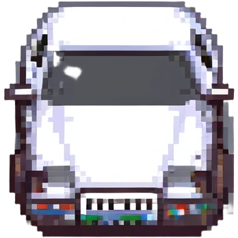 pixel art car with a noticeable dent, classic video game look emoji