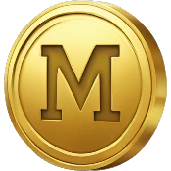 golden pixel coin with letter m emoji