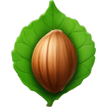Hazelnut with green leaf emoji