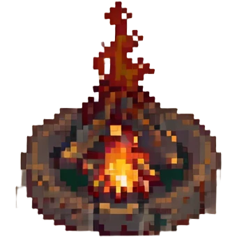 pixel art campfire, retro style, warm muted colors, subtle grain, nostalgic aesthetic emoji