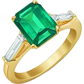 Emerald diamond engagement ring with gold band emoji