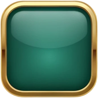 Blank dark Jade and gold style rounded square icon button emoji