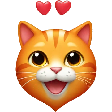 Orange cat holding heart emoji