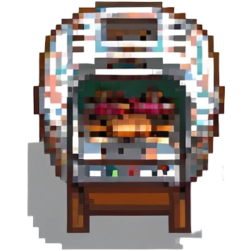 a pixel art style grill, pixelated and retro emoji
