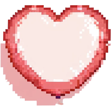 red heart with subtle glow and motion effect, pixel art style emoji