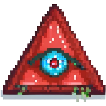 A blood-red triangle with a glowing eye inside, symbol of FOE emoji