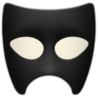 black mask with letters FM on the mask emoji