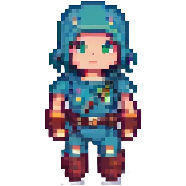 a character similar to the reference image, pixel art style emoji