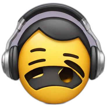 Sad emoji with headphones  emoji
