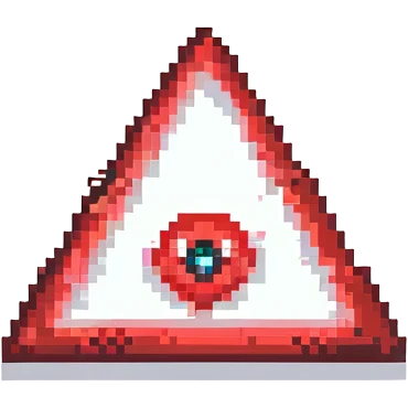 A blood-red triangle with a glowing eye inside, symbol of FOE emoji