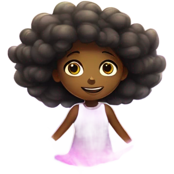 Black girl levitating into the sky, alien beam of light emoji