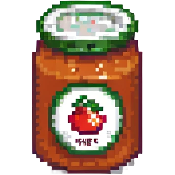 pixel art style can of Chef Boyardee pasta, simplified details, retro video game look, small size emoji