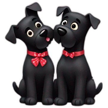 Two black Scottish terrier kissing uno sin cola emoji