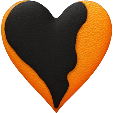 Half black and half orange heart emoji