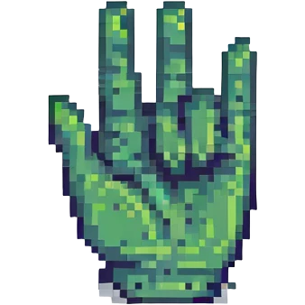 hand making rude gesture, classic 8-bit pixel art style, no text emoji