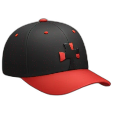 Red baseball cap with black cross in the middle emoji