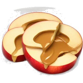 apple slices with peanut butter on a plate emoji
