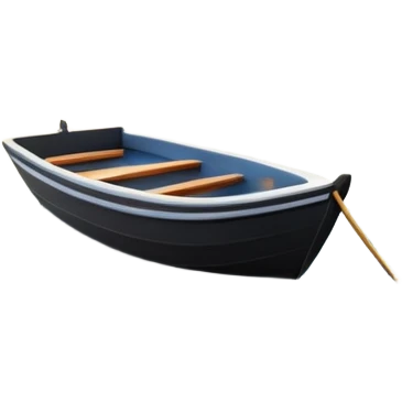 A 3D cartoon small boat floating on estuary water with nearby reeds and a distant horizon, bright lighting, realistic reflections, shown inside a simple wooden photo frame, Memoji-style rendering. emoji