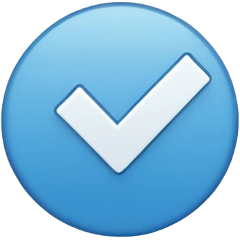 The blue check mark and the check mark itself should be in the middle without shadows.  emoji