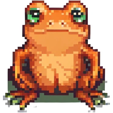 persimmon-colored frog, simple and cute, pixel art style emoji