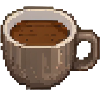 pixel art espresso cup, tiny cup, brown coffee, simple shading emoji