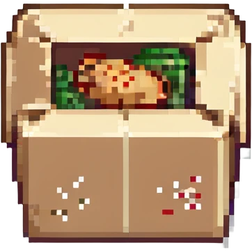 cyberpunk futuristic, 3d isometric, item image, video game item, inventory icon, the image depicts a small box of takeout, takeaway, chinese takeout food, delivery food emoji