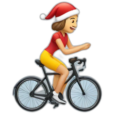 Ciclista mujer con gorro de navidad emoji