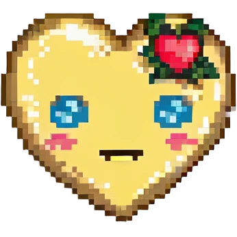 pixel art emoji with heart eyes, simple and cute emoji