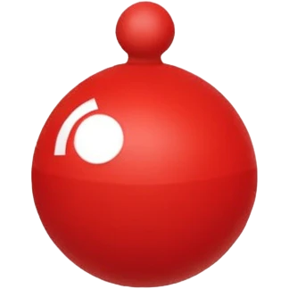 🔴 Parte de cima: vermelha, lisa e brilhante
⚪ Parte de baixo: branca
➖ No meio: uma faixa preta horizontal que divide a bola ao meio
⚪ No centro da faixa: um botão redondo branco (ou cinza claro), que parece um pequeno círculo
Formato: ⚪ Bola perfeitamente redonda emoji