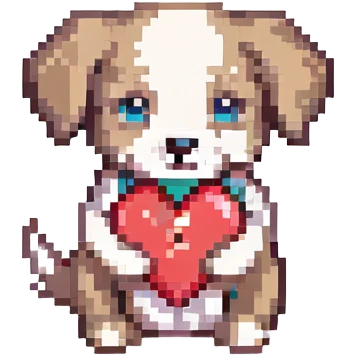 puppy holding a heart emoji