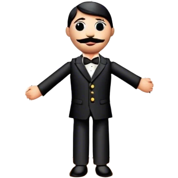 Icon for Puppet Theater: a puppet on strings with theatrical curtains in the background, along with a small stage and dramatic lighting. The icon should represent the whimsical and artistic nature of puppet performance. Transparent background. emoji