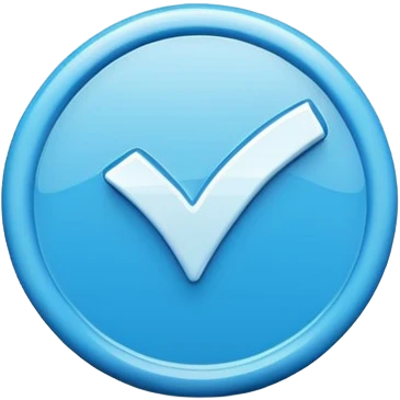 "A 3D glossy blue verification checkmark icon, smooth rounded edges, studio lighting, high resolution, minimalist aesthetic." emoji