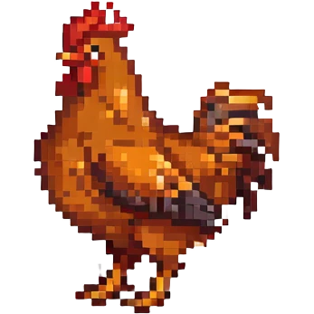 pixel art of a chicken with lava on its back emoji
