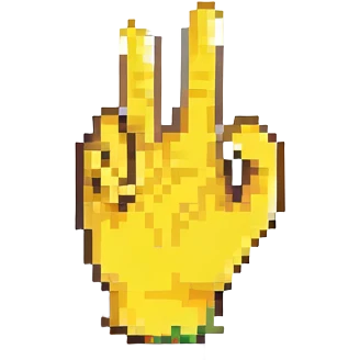 hand making the 'OK' gesture, pixel art style, yellow color emoji