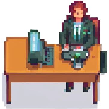 A person in a business suit working on a computer emoji