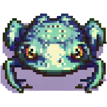 shocked frog, small frog with shocked expression, pixel art style emoji