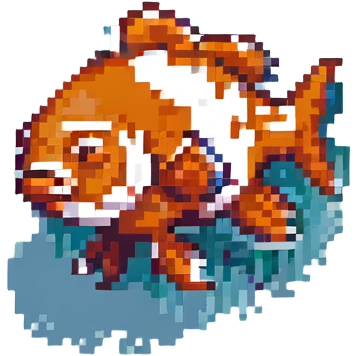 clownfish, pixel art style emoji
