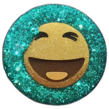 pin badge with a glitter emoji