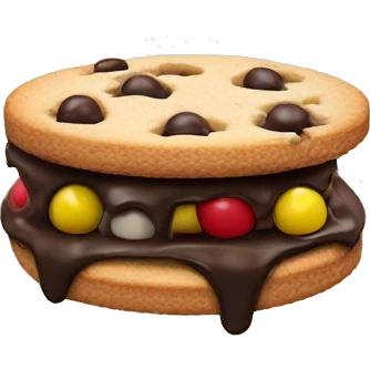 Cookie ice cream sandwich with M&M’s  emoji