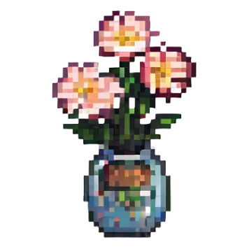 tiny pixel art flower, only a handful of pixels, ultra simple sticker