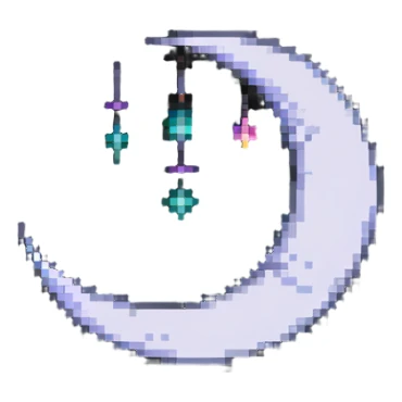 crescent moon in pixel art style sticker