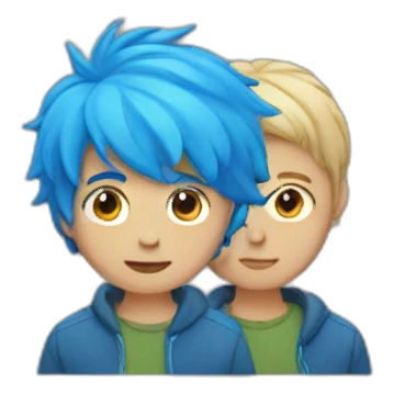 Boy with a blue hair sticker