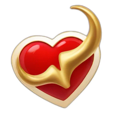 Red heart frame with gold horns sticker