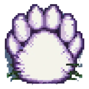 fluffy cat paw, small and cute, 8-bit style sticker