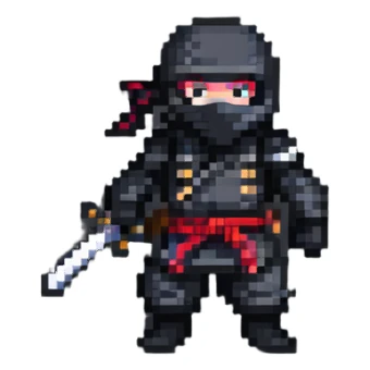 a pixel art ninja character sticker