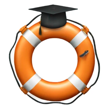 Life preserver with a graduation cap sticker
