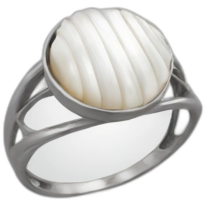 silver ring with white shell emoji