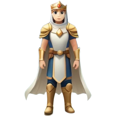 An icon featuring a hero with a closed visor, standing in a majestic, mystical landscape, inspired by RPGs like Elden Ring. The design includes a stunning, ethereal background with towering castles and distant mountains, symbolizing the adventure and mystery. Transparent background emoji